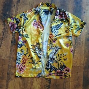 Fresh Prints By Drill Clothing Mens Colorful Floral Button Up Shirt Size Medium